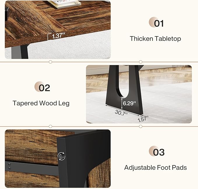 Tribesigns 70.86-Inch Executive Desk Large Computer Office Desk with Double Wood Pedestal Modern Simple Style Rectangle Writing Table for Home Office (Dark Brown)