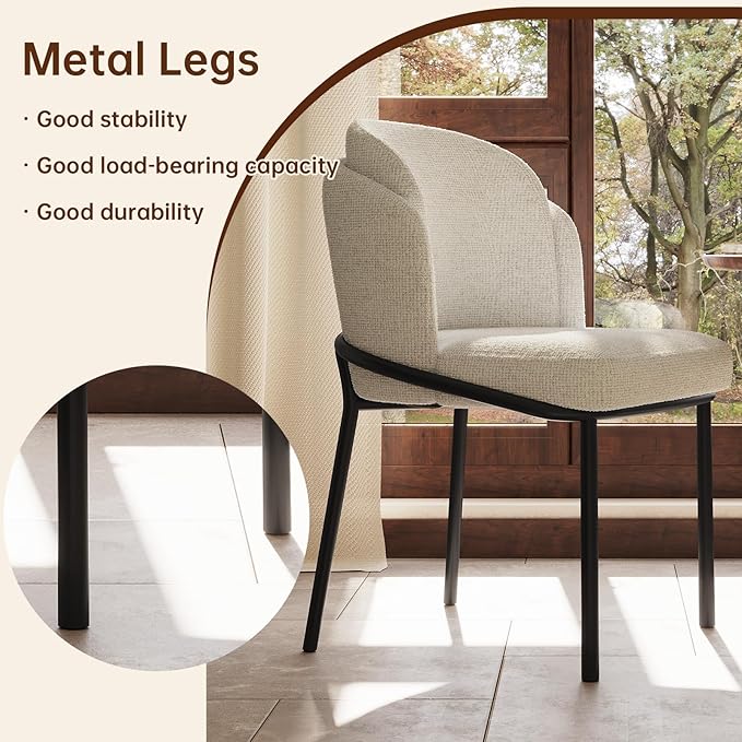 Upholstered Dining Chairs Set of 2 Modern Kitchen Chairs with Velvet Back Fabric Side Chair with Metal Legs for Kitchen Restaurant