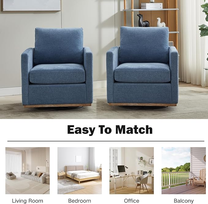 Chifee &amp Vingol 30.7 W Mid Century Modern Swivel Accent Chair for Living RoomBlue