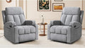 CANMOV Manual Massage Heat Recliner Chair Set of 2Soft Fabric Recliner Chair with Overstuffed Arm and Back Manual Reclining Single Sofa with 2 Cup Holders Side Pocket for Living RoomLight Grey
