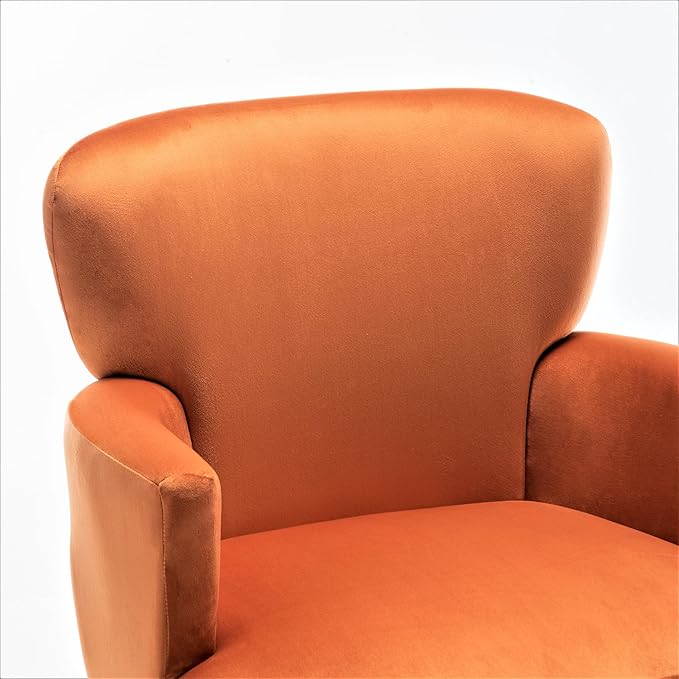 Trendy Velvet Accent Chair with Gold Metal Legs Upholstered Armchair for Small to Mid-Size Spaces Modern Living Room Bedroom Vanity Desk and Entryway Red Orange