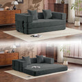 Convertible Sleep Sofa Bed with Armrests and Backrest Corduroy Folding Couch with 2 Pillow Modular Sectional for Living Room Bedroom Studio-No Assembly NeededGrey