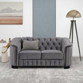64.3 Velvet Upholstered Loveseat SofaModern Loveseat Sofa with Thick Removable Seat Cushion for Living RoomBedroomor Small SpaceGrey
