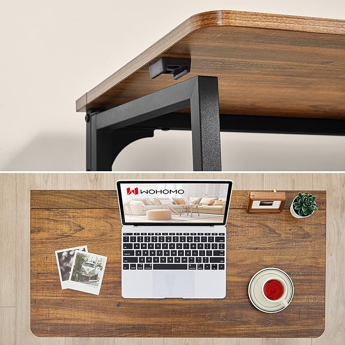 WOHOMO Folding Desk for Small Spaces 31.5 Inch Foldable Computer Desks Small Desk for Home Office Study Bedroom Space Saving Writing Work Computer Table Easy to Fold Rustic Walnut