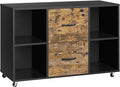 Topeakmart 2 Drawer File Cabinet for Letter Size A4 Size Large Mobile Lateral Filing Cabinet Printer Stand with 4 Storage Compartments for Home Office (Black/Rustic Brown)