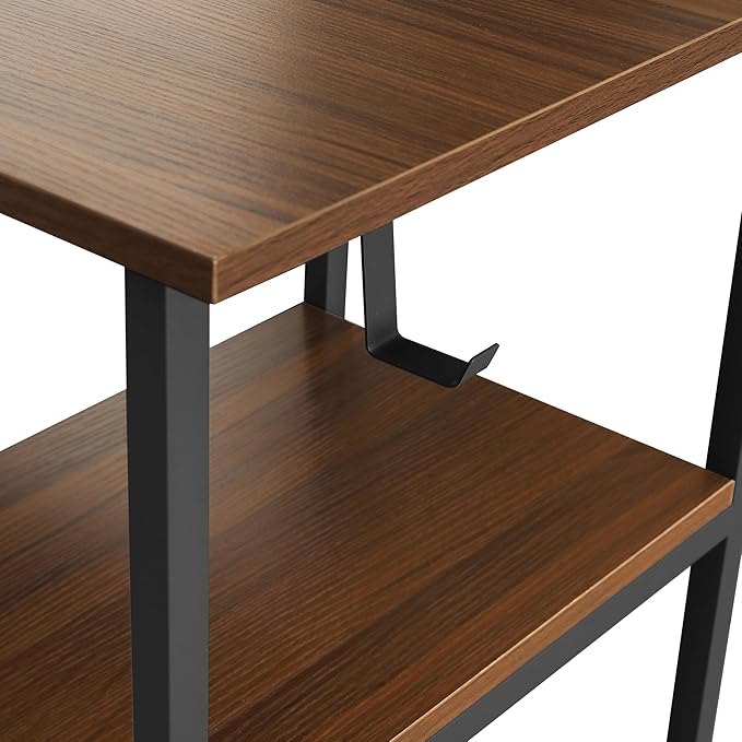 Techni Mobili L Shaped Desk - Two-Toned Computer Desk with Drawers &amp Storage Shelves - Simple Modern Furniture &amp Home Office Space Corner Table for Work &amp Writing