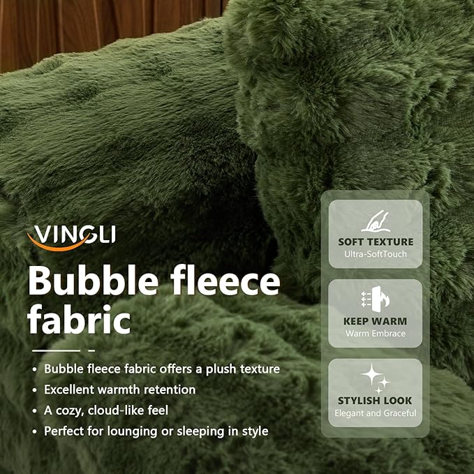 VINGLI 67.7 Oversized Chaise Lounge Chair Indoor Reading Chairs Comfy Bubble Fleece Upholstered Boneless Sofa Bed Sleeper Sofa Cloud Couches for Living Room Bedroom Play Room (Green)