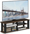 Furinno NELLY TV Stand 3-Tier Entertainment Center with Open Shelves Storage TV Console for TV up to 50 Inch Soft Edges for Living Room Bedroom Columbia Walnut