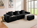 L-Shaped Corner Corduroy Sectional Sofa 4 Seat Modular Boneless Sofa Foam Cloud Couch with Movable Ottoman and Toss PillowsModern Deep Seat Convertible Chaise Sofa