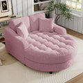 Merax 55 Modern Chaise Lounge Sofa Bed Chenille Upholstered Couch with Tufted Seat and Removable &amp Adjustable Pillows for Living Room Pink