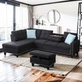 Yehha L-Shaped Sectional Sofa Rivet Hemming Upholstered Modular Couch with Reversible Cup Holder &amp Storage Ottoman Comfy Couches for Living Room Apartment Dark Grey