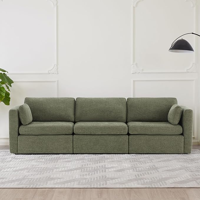 CHITA Oversized Modular Sectional Convertible Fabric Sofa Set FSC Certified Extra Large Sectional Deep Seat Couch for Living Room 112 inch Width3 Seat Modern Modular Sofa Moss Green