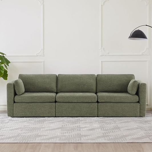CHITA Oversized Modular Sectional Convertible Fabric Sofa Set FSC Certified Extra Large Sectional Deep Seat Couch for Living Room 112 inch Width3 Seat Modern Modular Sofa Moss Green