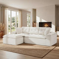 110 Modular Sectional Sofa Cloud Sectional Couch with Ottoman Modern L Shaped Sofa with Deep Seat Upholstered Boneless Couch for Living Room with Layered Cushion No Assembly Beige