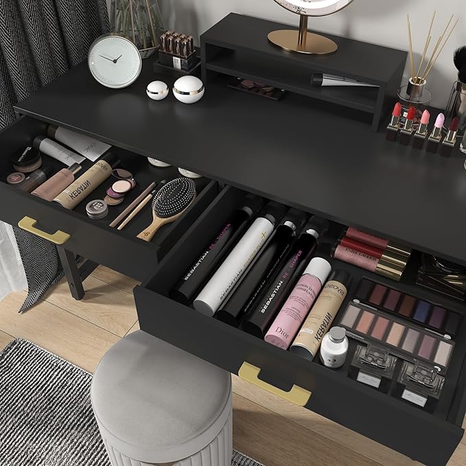 WESTREE Computer Gaming Desk Office - Study Writing Desk with Drawer for Teen Bedroom Makeup Desk Home Office Furniture with Storage Shelf Height Monitor Stand