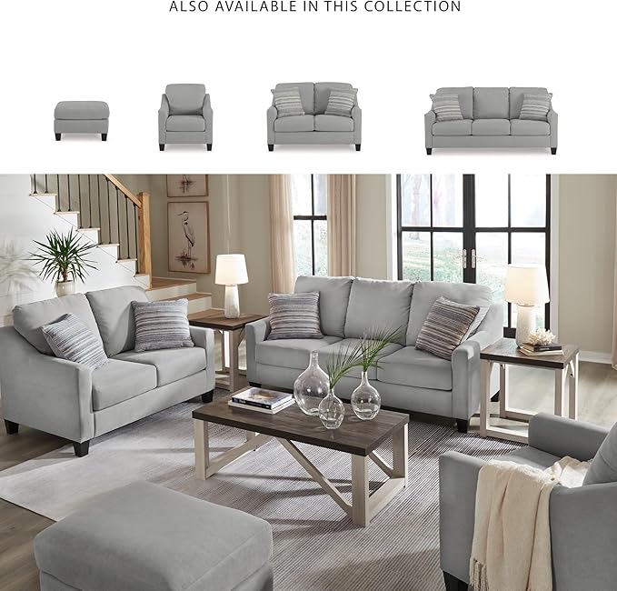 Signature Design by Ashley Adlai Casual Sofa with 2 Toss Pillows Light Gray
