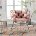Polibi Modern Velvet Accent ChairDining Chair Single Sofa Chair Leisure Lounge Chairs with Golden Metal Frame LegsLiving Room Furniture1PCS Pink