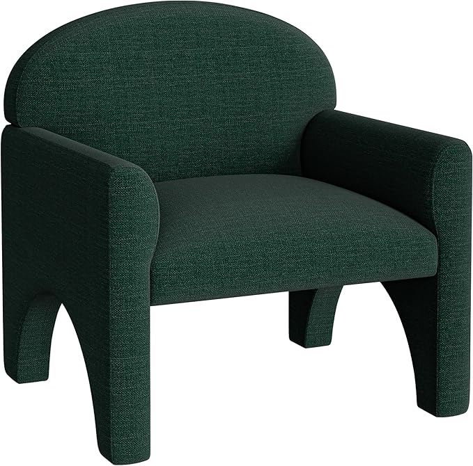 BELLEZE Modern Accent Chair Set of 2 Comfortable Upholstered Arched Design Armchair with Rubber Wood Legs for Living Room Bedroom Office - Green