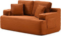 Floor Loveseat Boneless Sofa Couch in a Box with Cup Holder and Side Pockets Corduroy Upholstered 2 Seater Cloud Foam Sofa with Deep Seating for Living Room No Assembly | Breathable material Cuphol