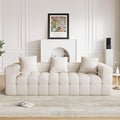 Cloud Sofa 91.3 Comfy Chenille 3 Seater Deep Seat CouchBoneless Cloud Couch Modern Compression Sofa for Living Room No Assembly Required Beige White