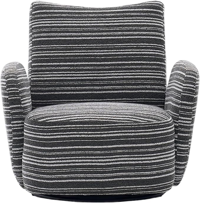 Modern Boucle Upholstered Accent Swivel Barrel ChairLeisure Club Lounge Chair with Sand-Rimmed Fabric and Metal Bracket for Living Room Bedroom Home Office (Dark Gray Boucle)