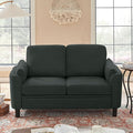 59 Small Loveseat Sofa Mid Century Modern Linen Love Seat with Back Cushions 2-Seater Couch Sofa for Lving Room Bedroom and Small Space Black