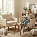 Modern Accent PU Chair Living Room Chair Upholstered Single Sofa with 4 Sturdy Legs Contemporary Reading Chair for Living Room Reading Room Bedroom (Cream)