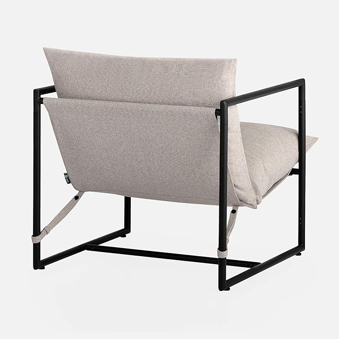 Zinus Aidan Sling Accent Chair Pack of 2 Metal Framed Armchair with Shredded Foam Cushioning Oatmeal