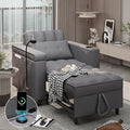3-in-1 Convertible Chair Bed Sleeper with Phone Holder Pull Out Sofa Bed with USB &amp Type C Port and Wireless Charging Reading Chair with Adjustable Backrest for Living Room