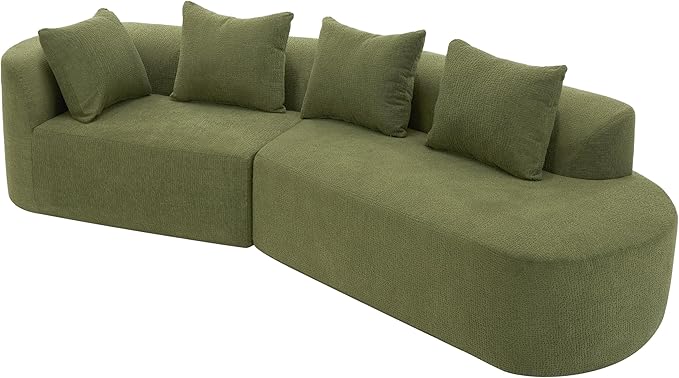 Christopher Knight Home Randa Modern Fabric Upholstered 5-Seater Sofa Oversized Chair Cloud Couch Fully Assembled Long Sofa Chaise Lounge Fully Assembled Olive Green