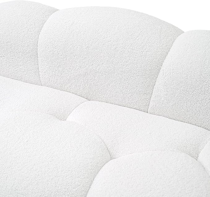 Cloud Shaped Floor Couches for Living Room 90 Curved Boucle Sofa Comfy Compressed Couch Deep Seat Loveseat Sofa for Bedroom Apartment Small Space (White No Installation)