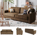 80 Inch Brown Faux Leather Sofa Couch - Wide Armrests with 2 Built-in Cup Holders Contrast Stitching Oversized Leather Love Seat Couches for Living Room Bedroom Apartment