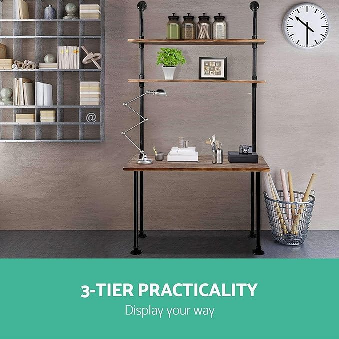 Diwhy Computer Desk with Storage ShelvesHome Office Writing DeskBookshelf Laptop Desk Industrial Style Office DecorStudying Writing Table WorkstationStable Metal FrameeEasy Assembly(40 L)