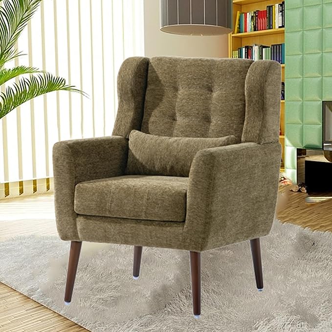 Harper &amp Bright Designs Modern Accent Living Room Chairs Comfy Chenille Fabric Upholstered Foam Filled Mid Century Arm Chairs for Living Room Reading Room BedroomAvocado