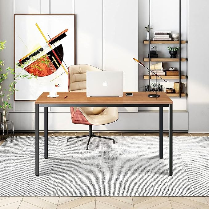 Large Table 24x55 inches Writing Computer Desk Modern Simple Study Desk Industrial Style Laptop Table for Home Office Brown Notebook Desk
