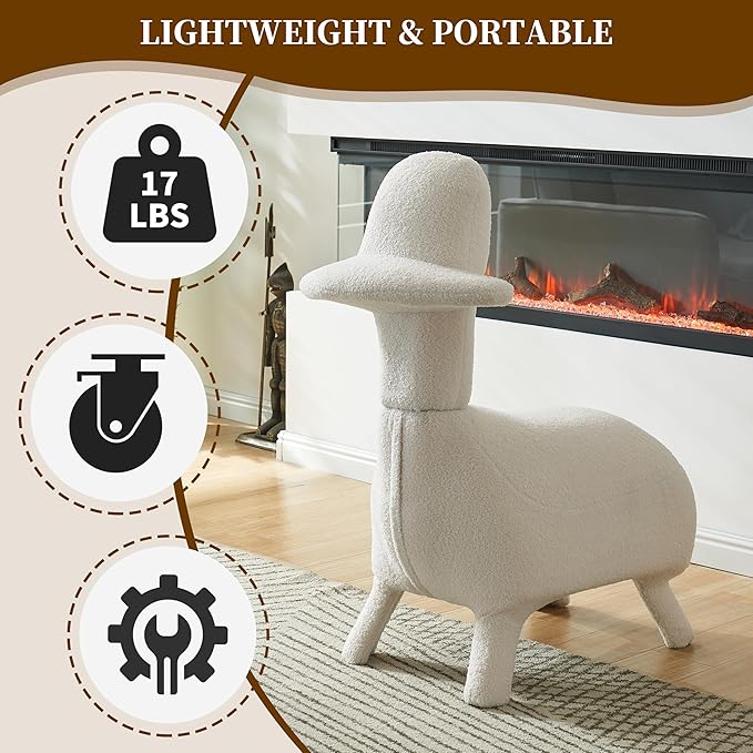 Animal Shape Gaming Chair Soft Lamb Wool Cute Duckbill-Shaped Chair for kids Deep Cushion Small Sofa for Small Space Ideal for Bedroom/Living Room/Office Stylish Furniture Easy Assembly Beige