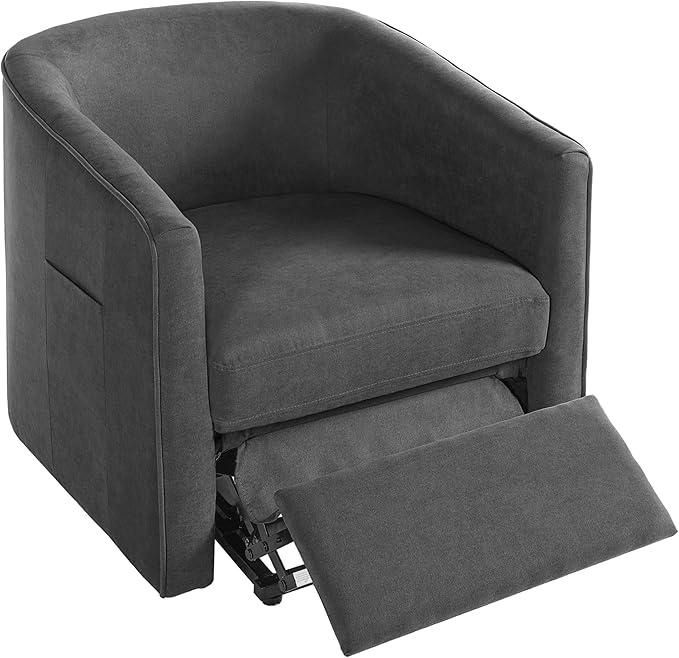 Power Lift Recliner Chair for Seniors Barrel Shape Recliner Chair with Footrest and Side Pocket Curved Armrests Lift Assist Lounge Chair Electric Lift Chair for Living Room (Dark Gray12)