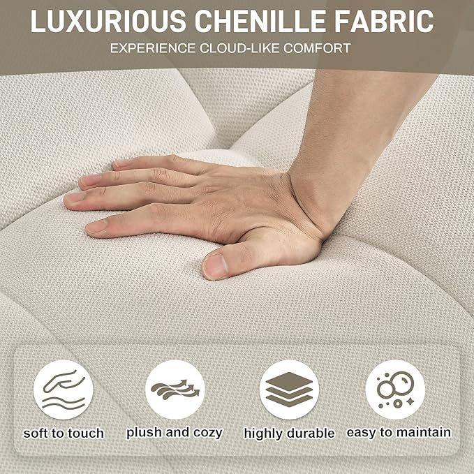 120 Oversized Modular Sectional CouchCloud Sectional Sofa with Deep Seat Modern Modular Couch with 4 Throw PillowsL-Shaped Chenille Sofa Couches with Left Facing Chaise for Living Room Beige
