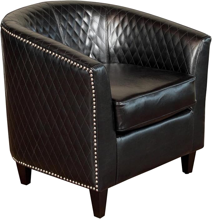 Christopher Knight Home Mia Bonded Leather Quilted Club Chair Black