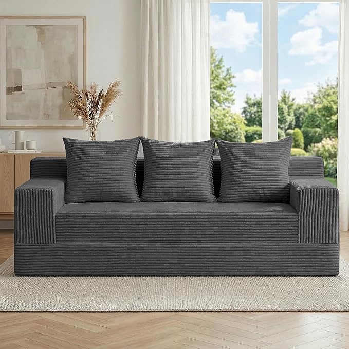 Convertible Sofa Bed 78 Oversized Boneless Loveseat Couch 2 in 1 Foldable Futn Bed Couch in A Box Folding Sleeper Sofa Chair for Living Room No Assembly Required Grey