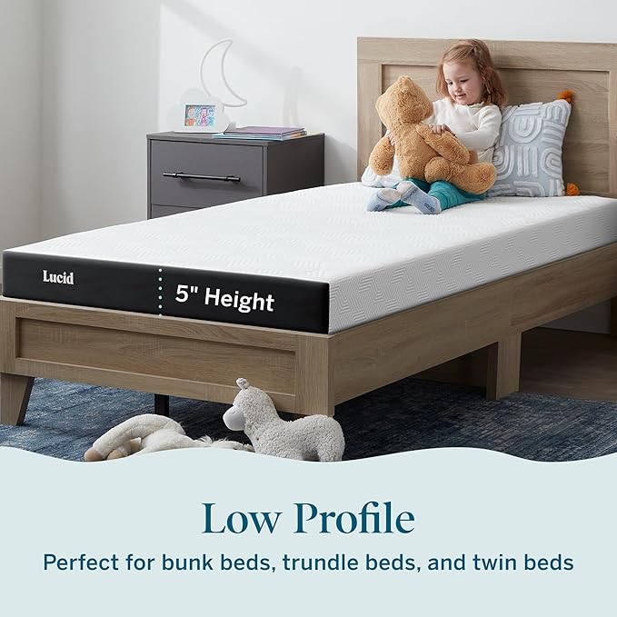 Lucid 5 Inch Gel Memory Foam Mattress - Firm Feel - Gel Infusion - Memory Foam Infused with Bamboo Charcoal - Breathable Cover - Short Queen