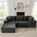 103 L-Shape Cloud Couch with Chaise Upholstered Corduroy Modular Sectional Sofa Deep Seat Couch with Free Combination for Living Room &amp ApartmentNo Assembly Required(BlackLeft Facing Chaise)