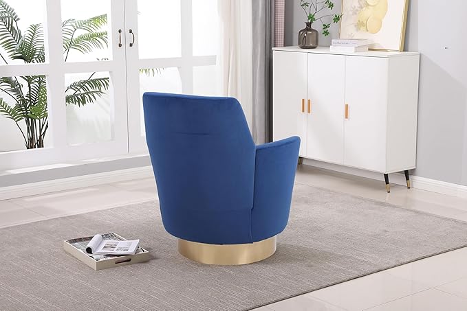 Set of 2 Swivel Accent Chair Modern Velvet American Design Swivel Round Barrel Chairs Upholstered Cozy Style for Living Room Bedroom Home Office (Velvet Navy 2-Pack)