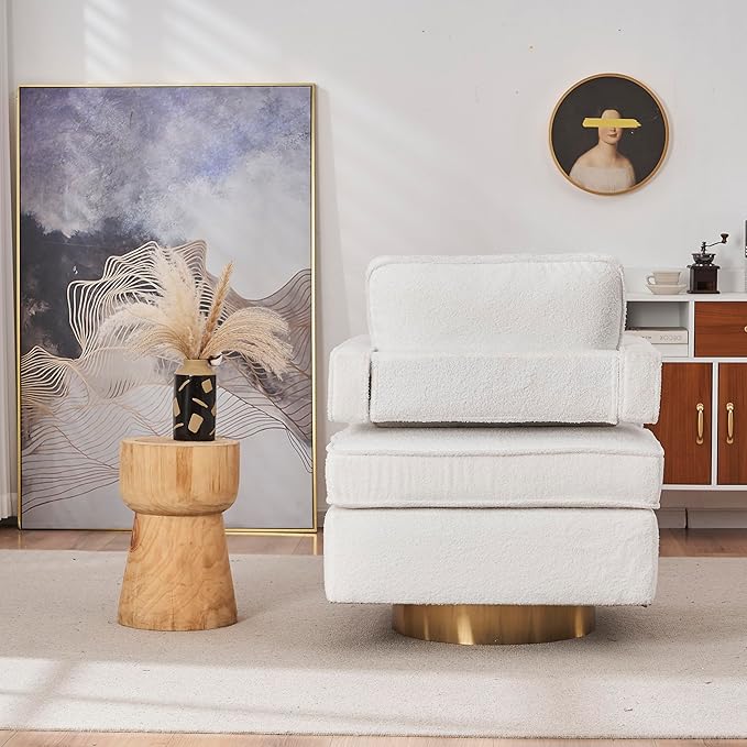 Swivel Barrel Chair for Living Room360 Degree Swivel Club Modern Accent Single Sofa Chair Small Leisure Arm Chair for Nursery Hotel Bedroom Office