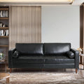 Merax Upholstered PU Sofa Classic 3 Seater Leather Couch with Wooden Legs for Living Room Bedroom Officee Black
