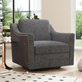 360 Degree Swivel Armchair: Ergonomic Cotton Linen Chair for Living Room Bedroom Office - Black Legs