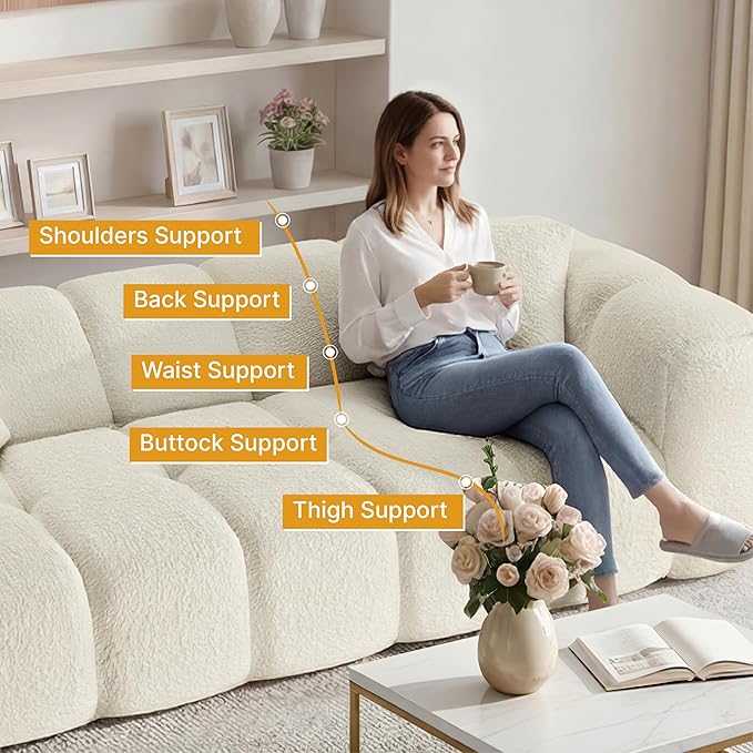 84 Boneless Couch No Assembly Required Loveseat Sofa Modern Deep Seat Cloud Couch Modern Compressed Sofa Oversized Upholstered 3-Seater for Living Room Bedroom