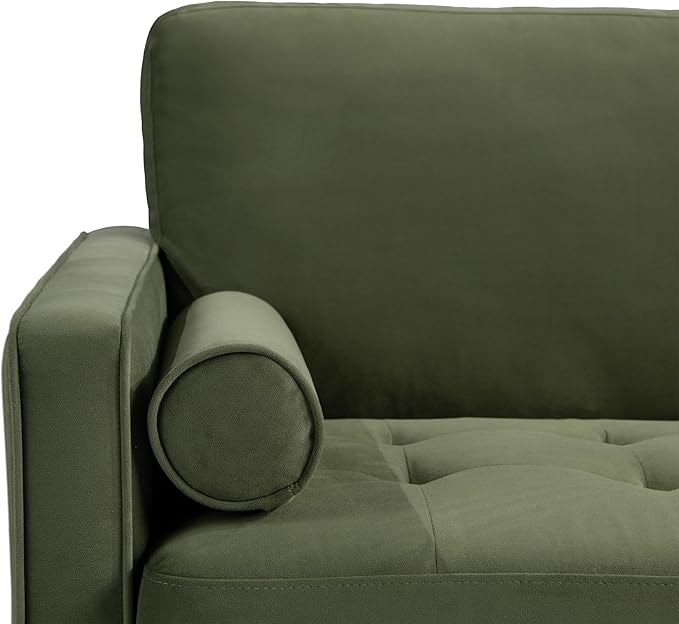 Studio Living® Lexington 75.6 Sofa Mid-Century Modern Pocket Coil Comfort Easy Assembly Velvet Fabric Olive Green