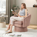 360° Swivel Barrel Accent Chair Modern Swivel Accent Chair Chenille Upholstered Armchair with Armrests &amp Storage Comfortable Single Lounge Sofa for Living Room Bedroom Office - Pink