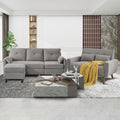 Convertible Sectional Sofa Set 77 Small L Shaped 3 Seat Couch with Ottoman and 48 Loveseat Modern Sofa Couches for Living Room Light Grey